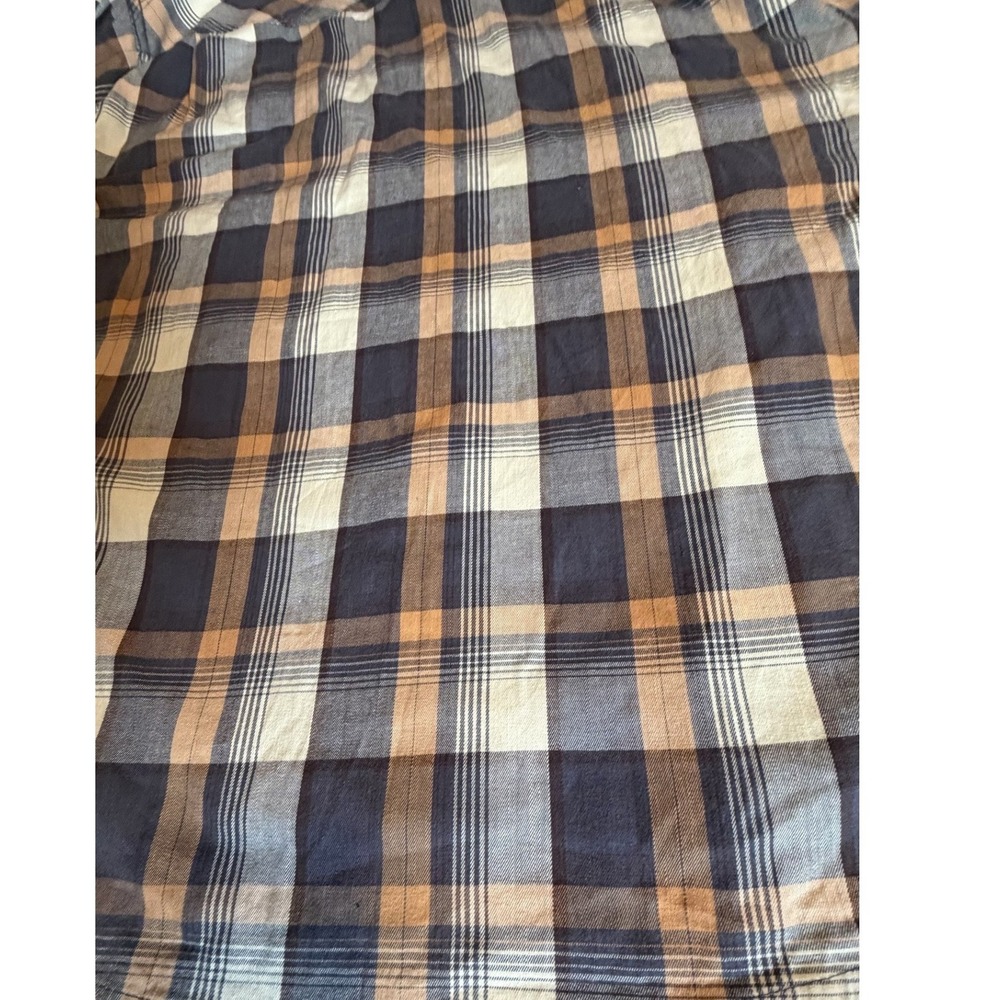 Wrangler Flex for Comfort Mens XL Plaid Button Down Shirt Brown Blue Long Sleeve - Picture 11 of 11